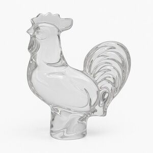 Baccarat France Crystal Rooster Figurine – 4” Zodiac Animal – Clear Signed